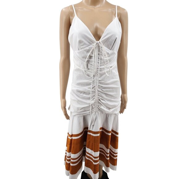 Veronica Beard Sleeveless Midi Dress White/Golden Sand Women's Size 6 - Picture 13 of 13
